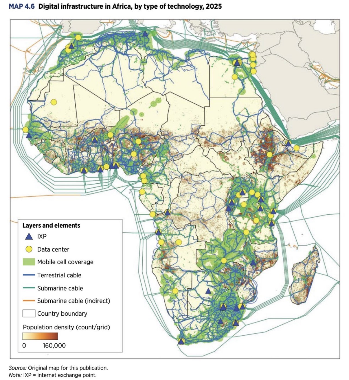 Mapa da infraestrutura digital em África